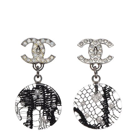 chanel resin crystal drop earrings